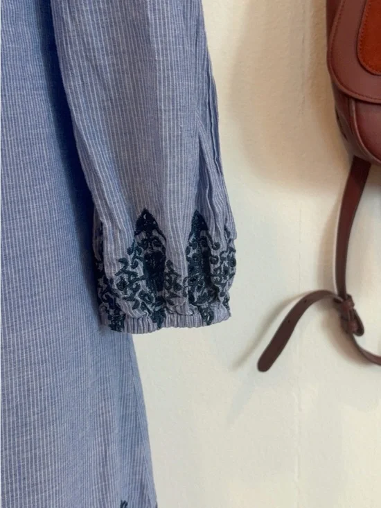 Vince Camuto Light Blue One-Shoulder Embroidered Shift Dress - Picture 2 of 7